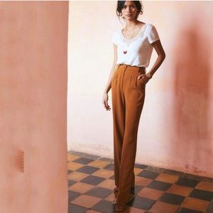 Sézane Theofil Silk Trousers, FR 36/US 4